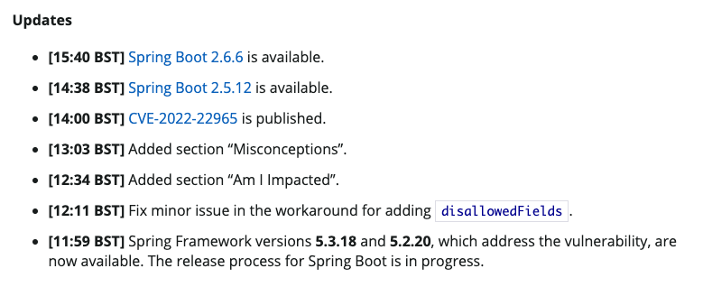 Spring Framework RCE, Early Announcement - Update